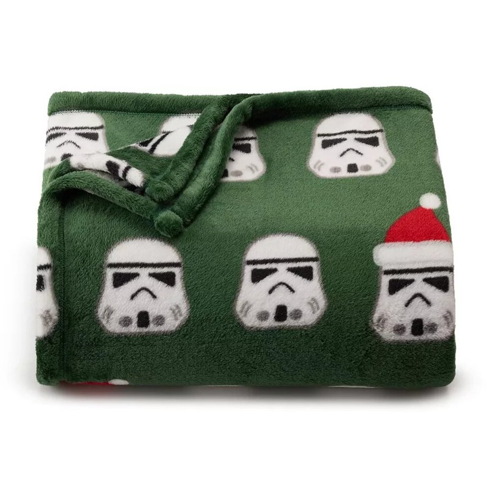 NEW STAR WARS THE BIG ONE THROW BLANKET STORM TROOPER & VADER SANTA HAT XMAS